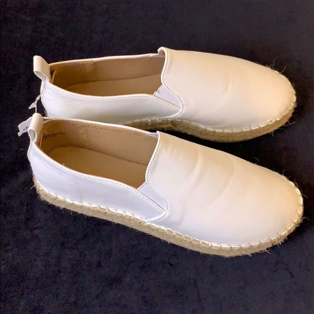 NWT Faux White Leather Espadrilles